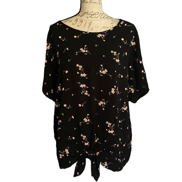 Buffalo David Bitton Black Floral Knotted Front Shirt XX-Large NEW - Picture 1 of 4